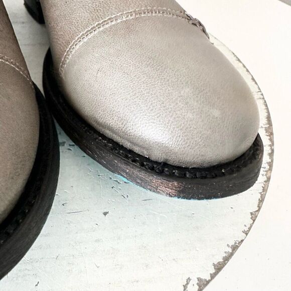 Lane Boots Women’s Gray Leather Canvas Mid-Calf Western Moto Style Zip Size 8.5 - Picture 7 of 13